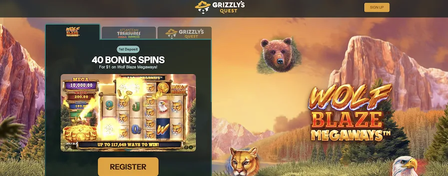 grizzly s quest 40 free spins for $1